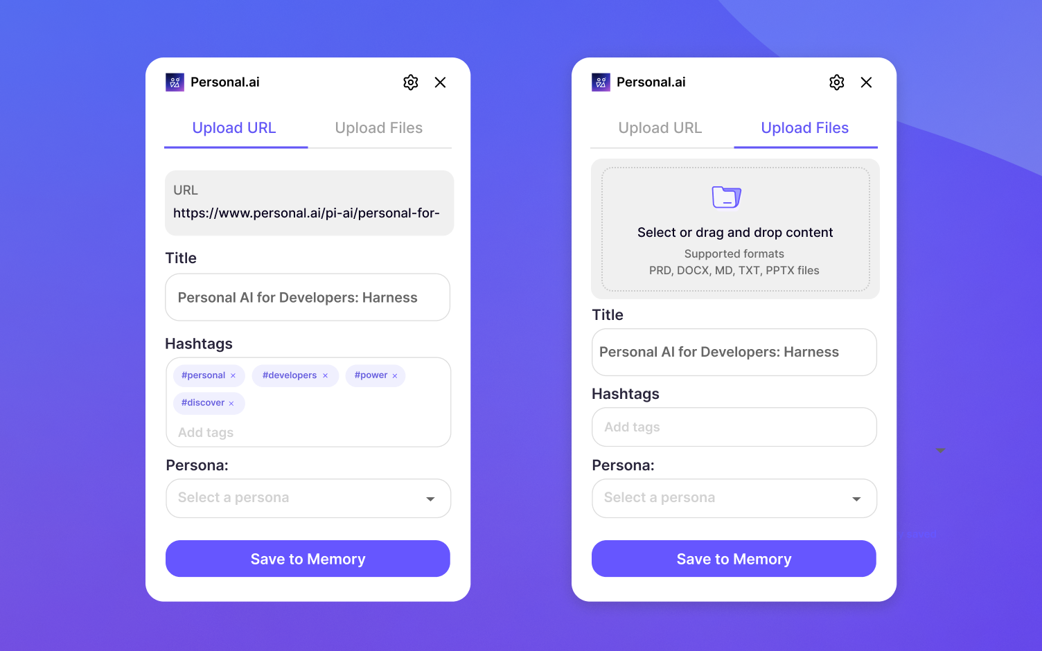 Extension popup interface