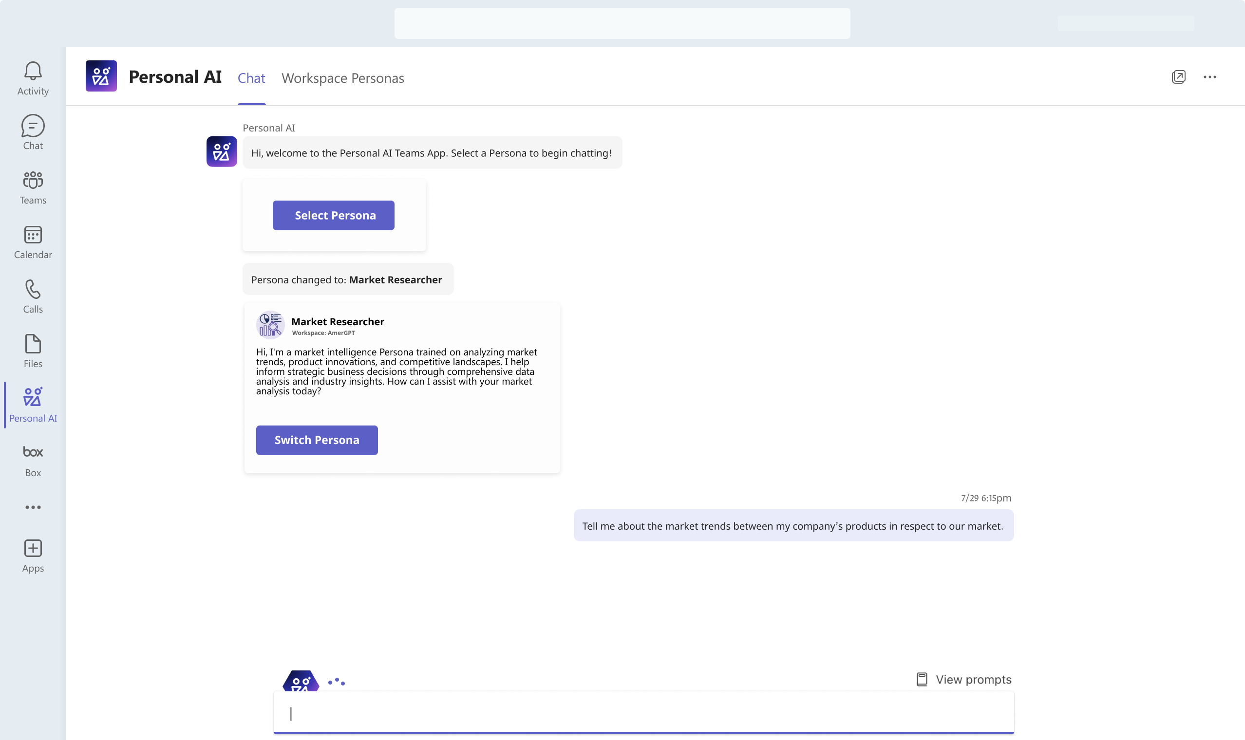 Teams bot interface